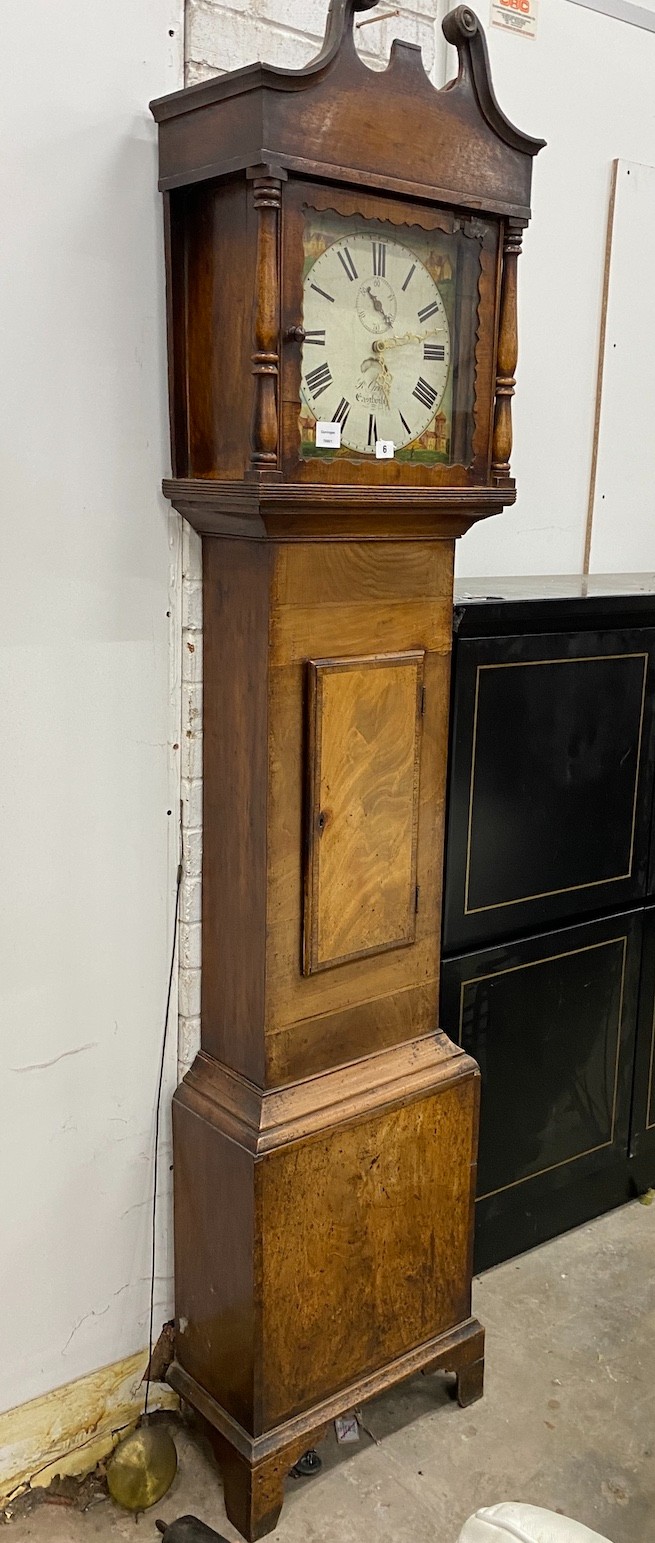 An early 19th century mahogany thirty hour longcase clock, the painted dial marked R. Grant, East Hoathly, height 216cm
